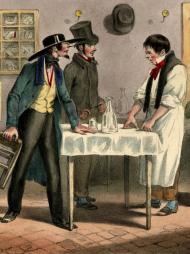 Pannetier d’après J.J. Grandville, « Trois croutons », Carte vivante du restaurateur (pl. 2), lithographie Delaporte, Paris, Aubert, ca. 1830