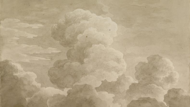 Antoine-Laurent CASTELLAN (1772-1838), Étude de nuages. Lavis de sépia sur papier, 19,3 x 23cm, vers 1812-1818